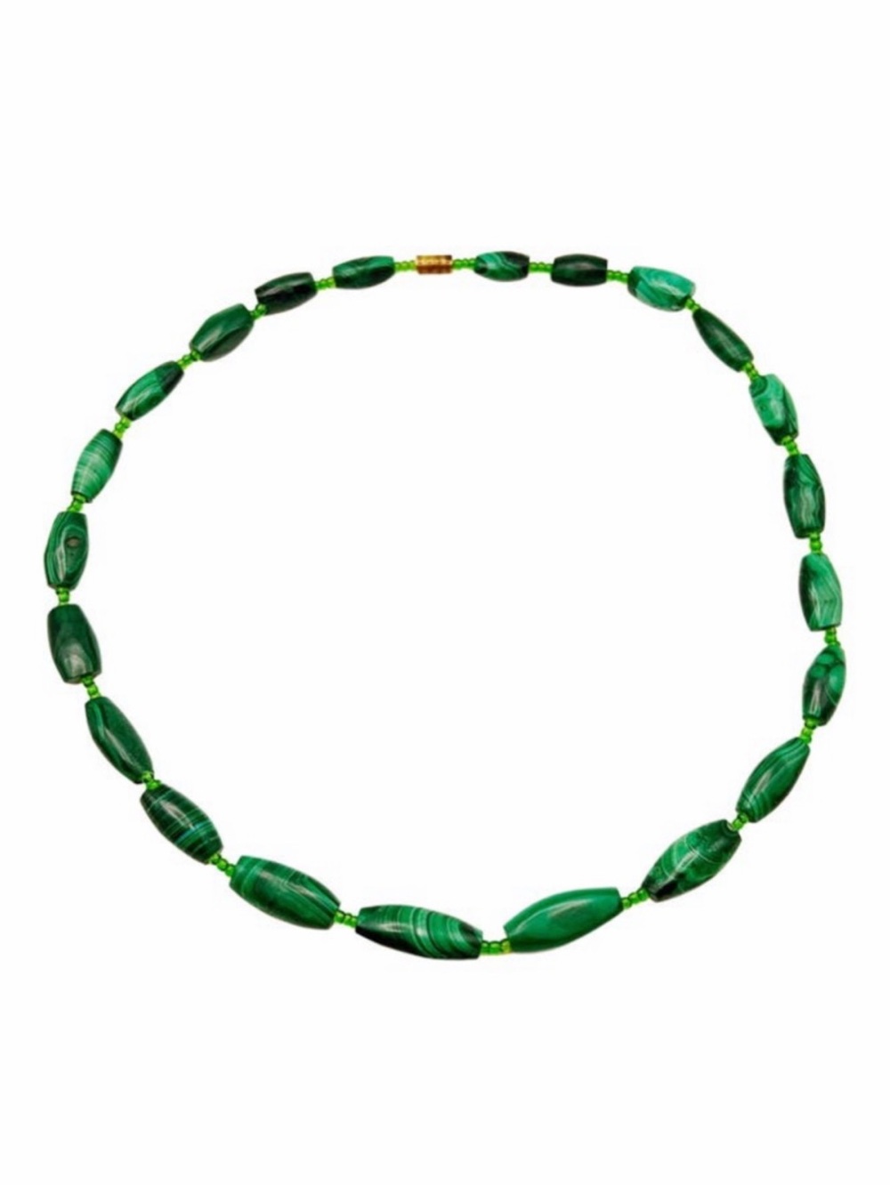 Vintage 1970s Beaded Malachite Necklace